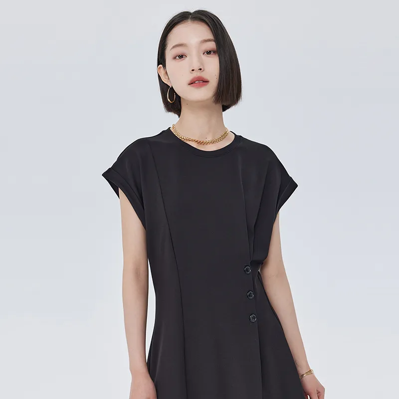 SOON FLOWER Short Sleeved Dress Women's Black-4