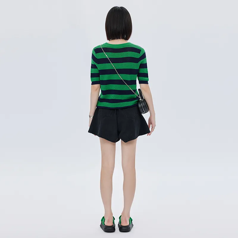 SOON FLOWER Knitwear Women's Blue Green Stripes-2