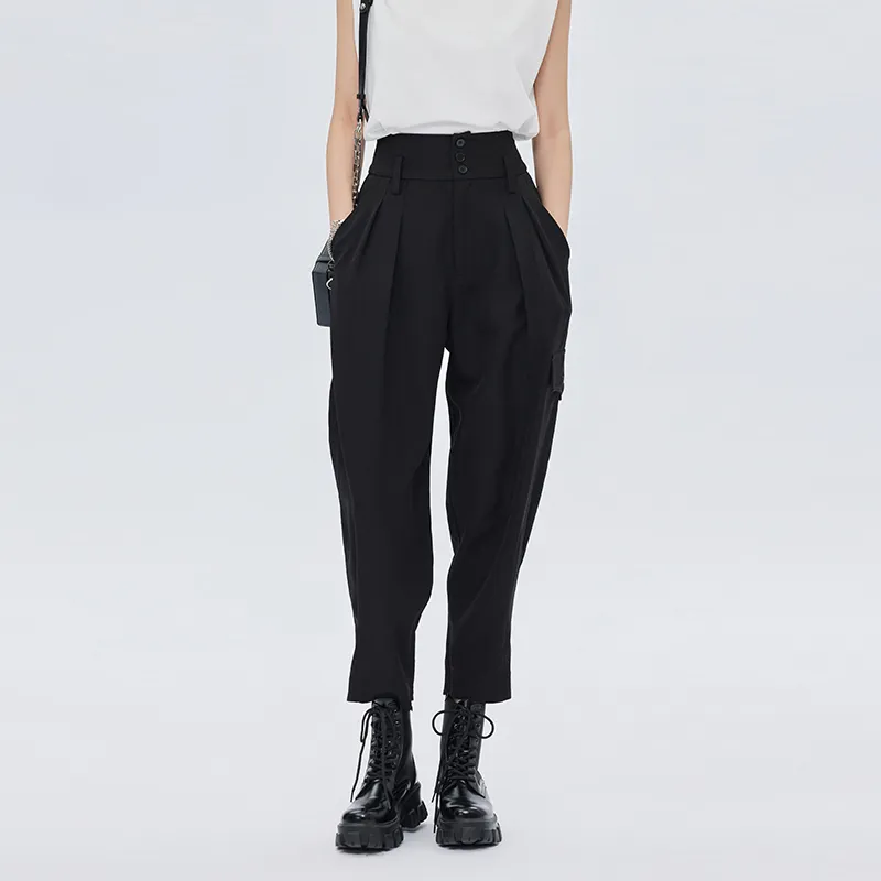 SOON FLOWER Casual Pants Women's Black-3