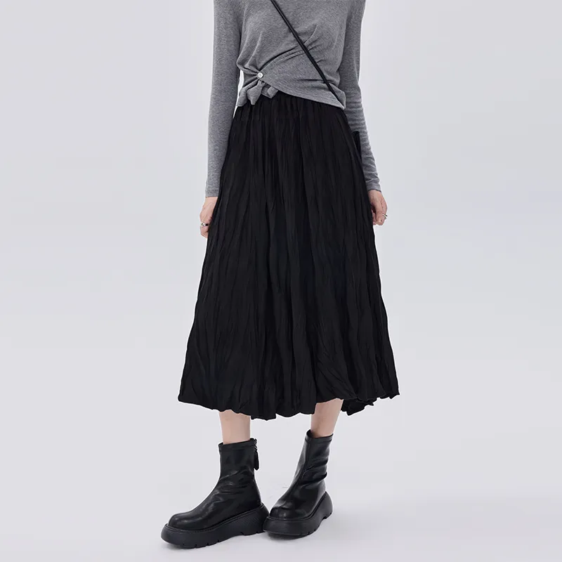 SOON FLOWER Casual Long Skirts Women's Black-2