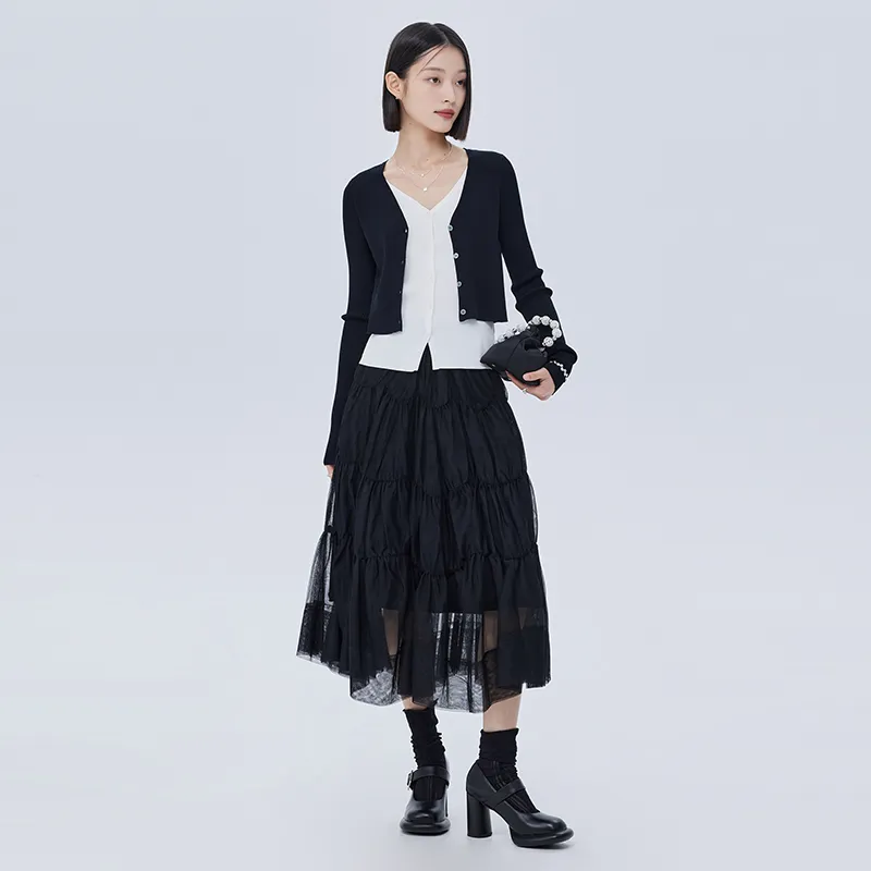 SOON FLOWER Casual Long Skirts Women's Black-6