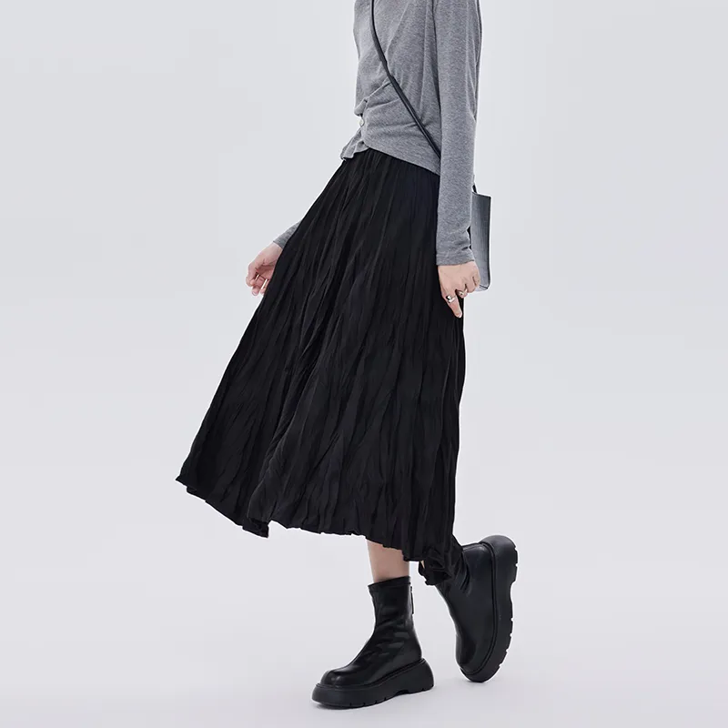 SOON FLOWER Casual Long Skirts Women's Black-6