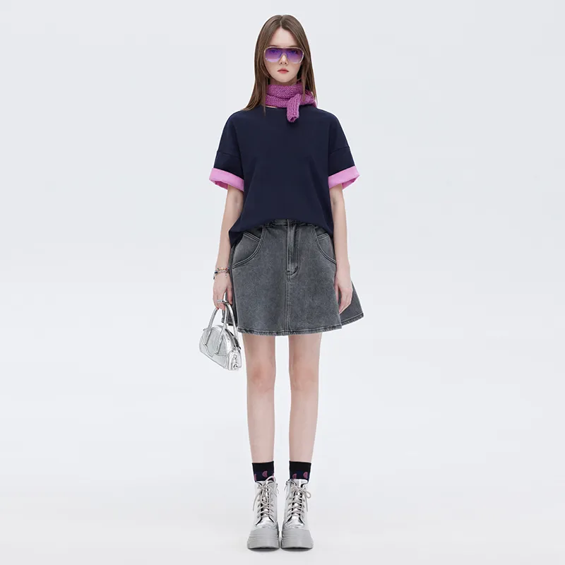 SOON FLOWER T Shirt Women's Navy Blue-6