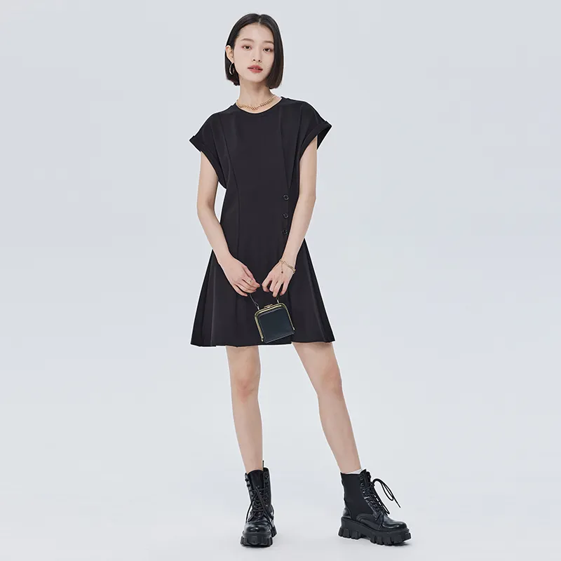 SOON FLOWER Short Sleeved Dress Women's Black-3