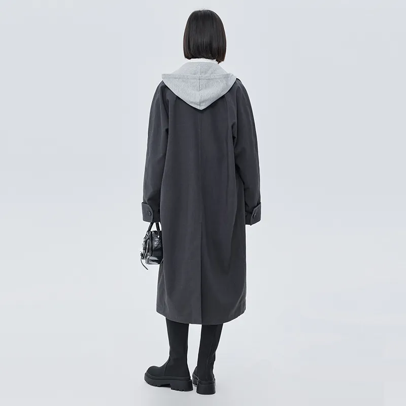 SOON FLOWER Trench Coat Women's Dark Gray-5