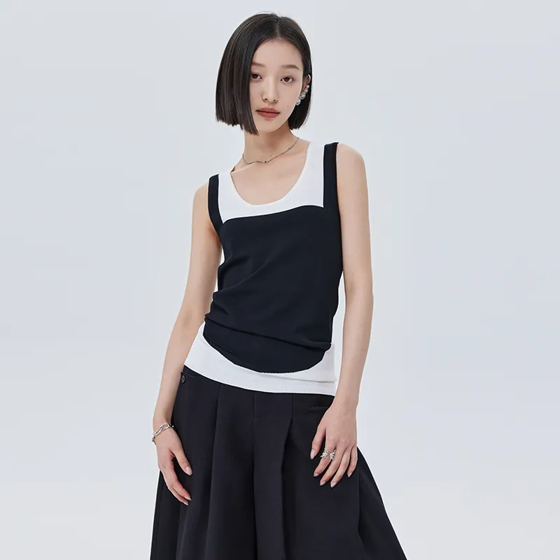 SOON FLOWER Tank Top Women's Black White-5