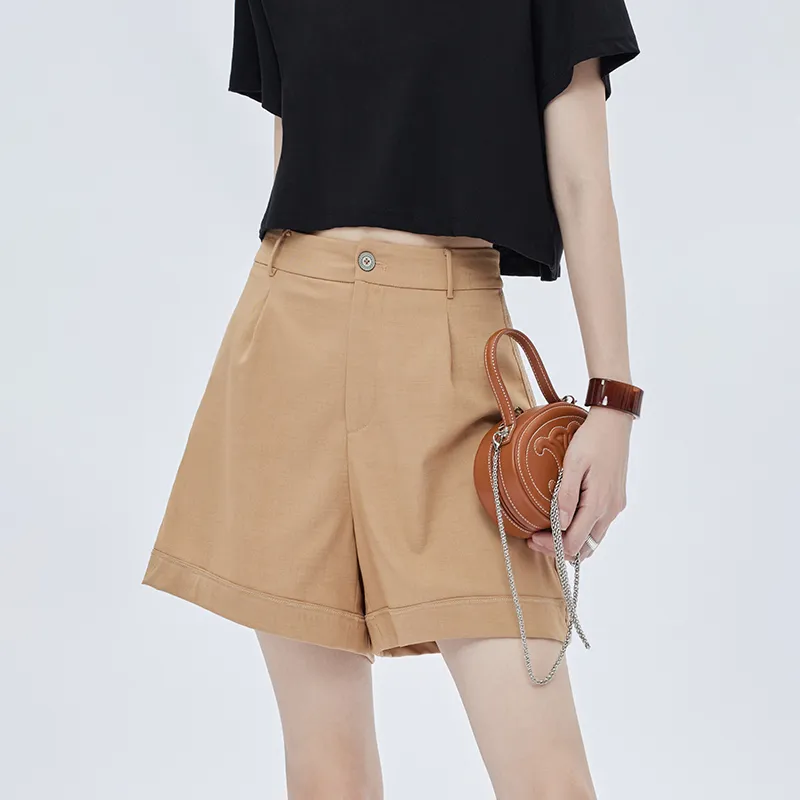 SOON FLOWER Casual Shorts Women's Khaki-2