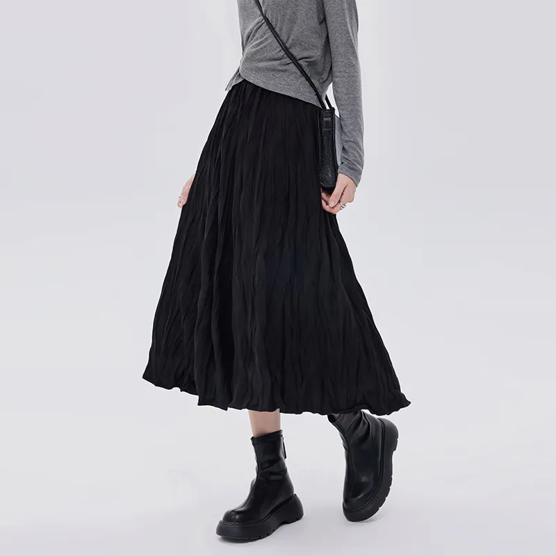 SOON FLOWER Casual Long Skirts Women's Black-3