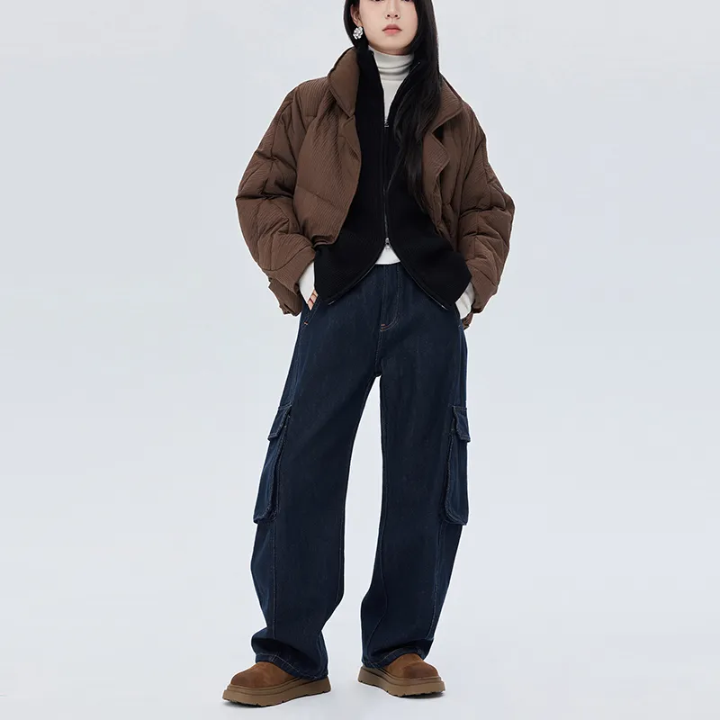 SOON FLOWER Jeans Unisex Dark Blue-4