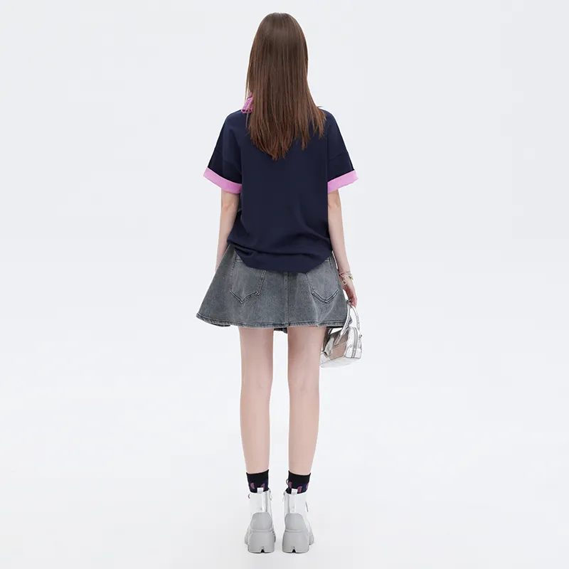 SOON FLOWER T Shirt Women's Navy Blue-5