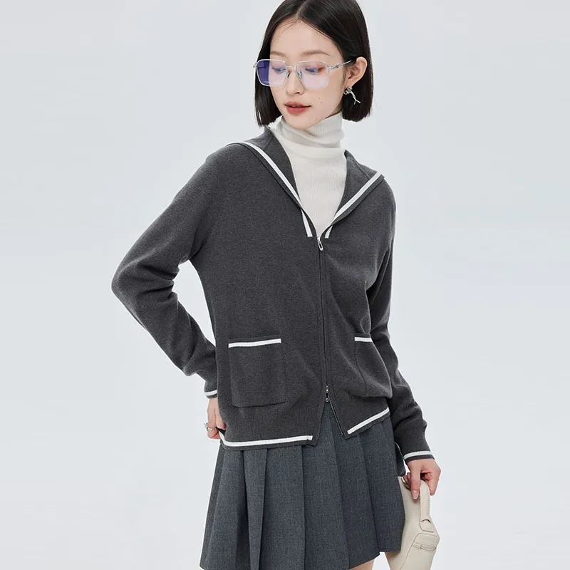 SOON FLOWER Fall And Winter Knitwear Women's Oni Gray-4