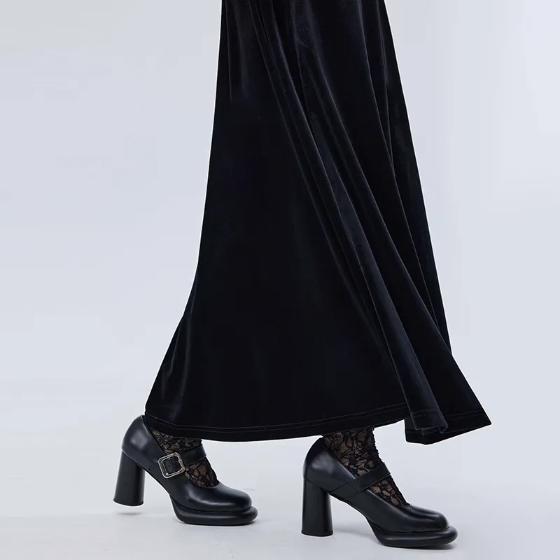 SOON FLOWER Casual Long Skirts Women's Black-5