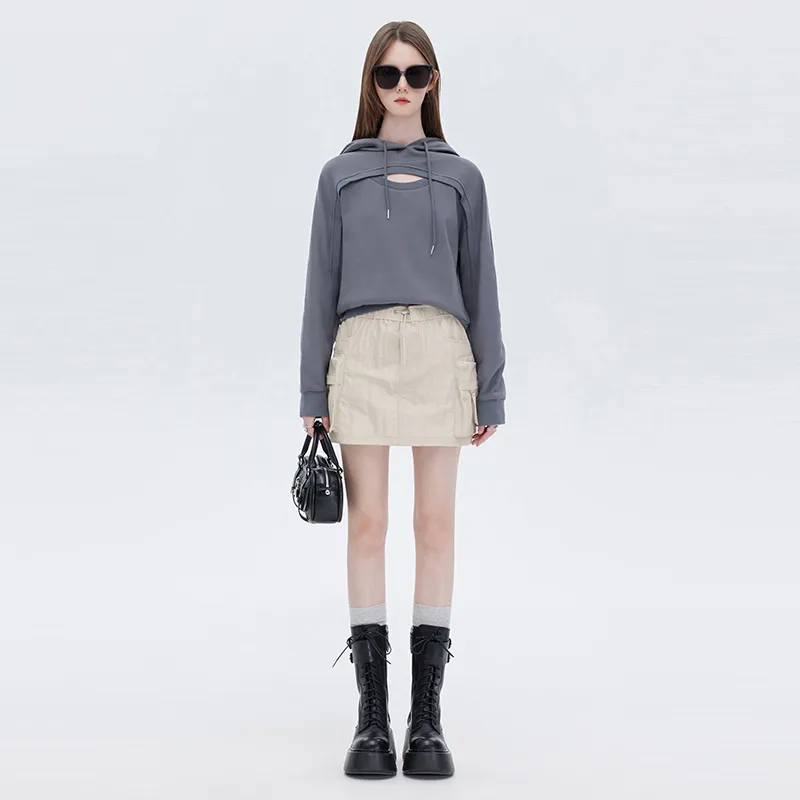 SOON FLOWER Casual Short Skirts Women's Light Sand-2