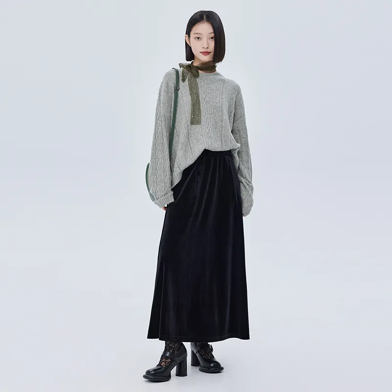 SOON FLOWER Casual Long Skirts Women's Black-2