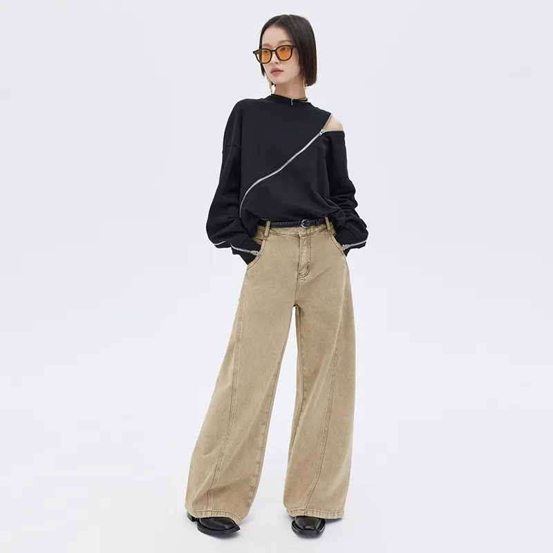 SOON FLOWER Jeans Women's Khaki-4