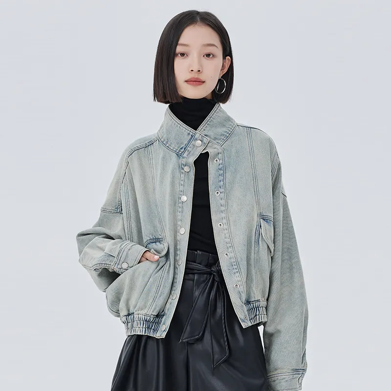 SOON FLOWER Jackets Coats Women's Washed Blue-3