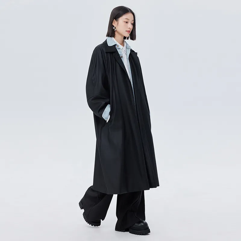 SOON FLOWER Trench Coat Women's Black-4