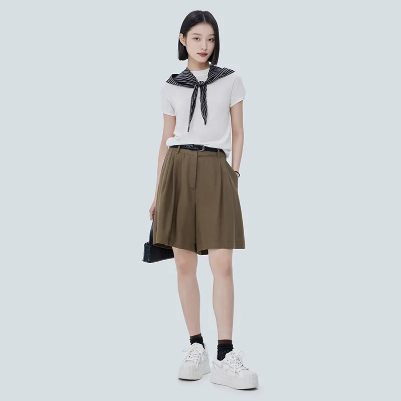 SOON FLOWER Casual Shorts Women's Linen-2