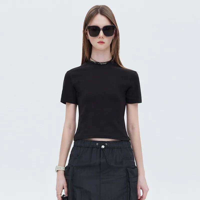 SOON FLOWER Crop Top Women's Black-2