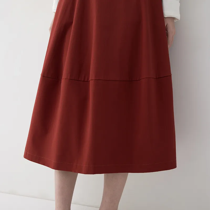 SOON FLOWER Casual Long Skirt Women's Vintage Red-2
