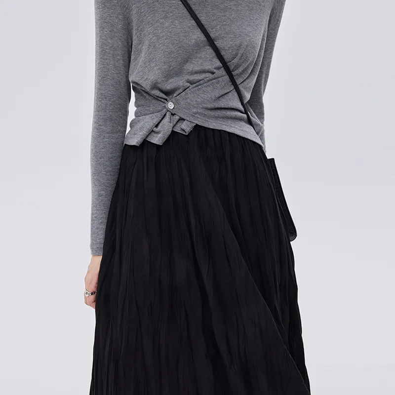 SOON FLOWER Casual Long Skirts Women's Black-5