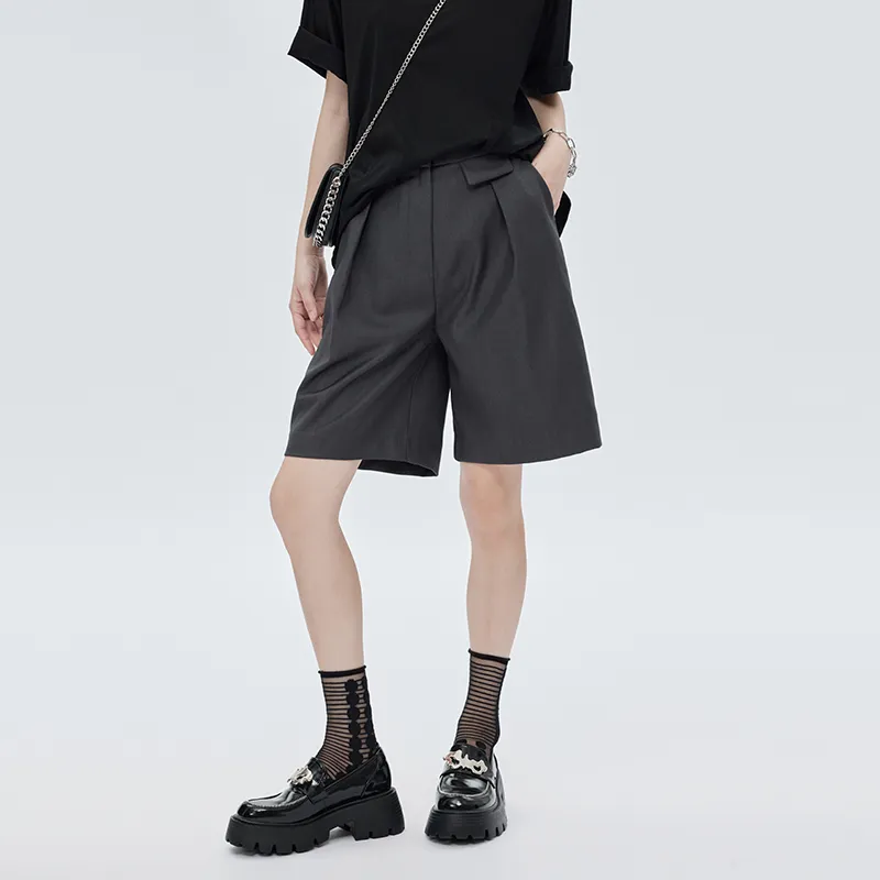 SOON FLOWER Casual Shorts Women's Dark Gray-2