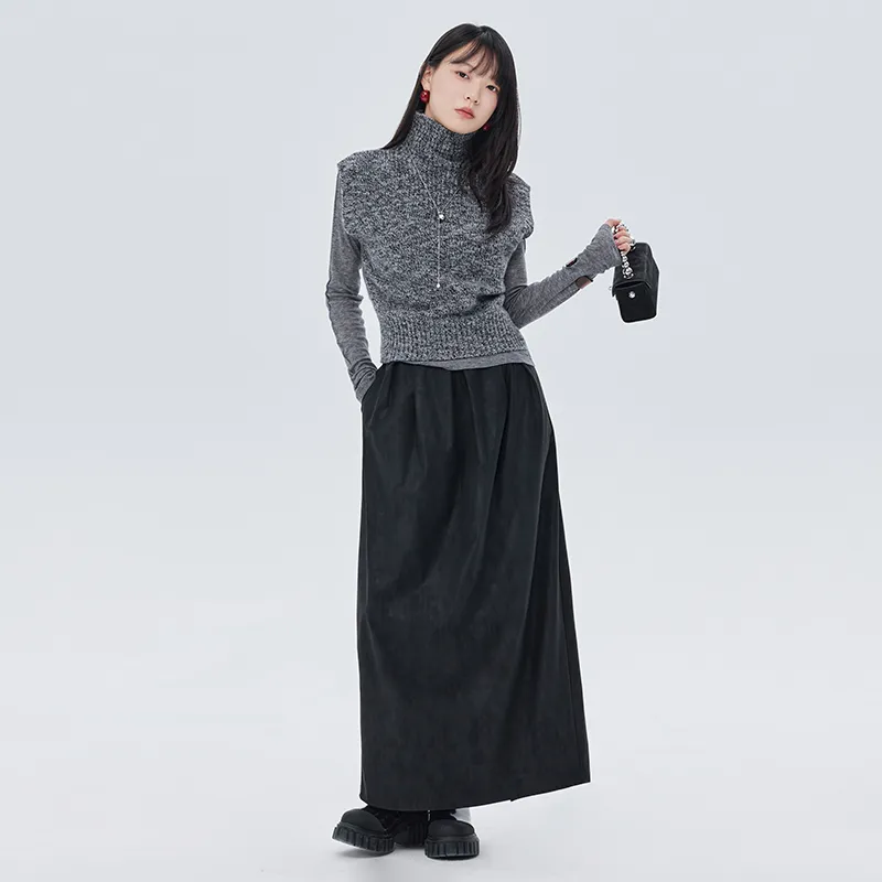 SOON FLOWER Leather Long Skirts Women's-10