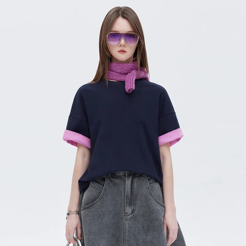SOON FLOWER T Shirt Women's Navy Blue-2