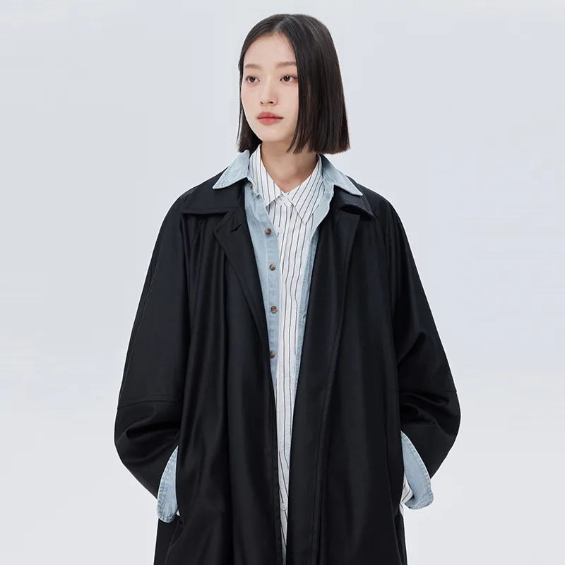 SOON FLOWER Trench Coat Women's Black-5
