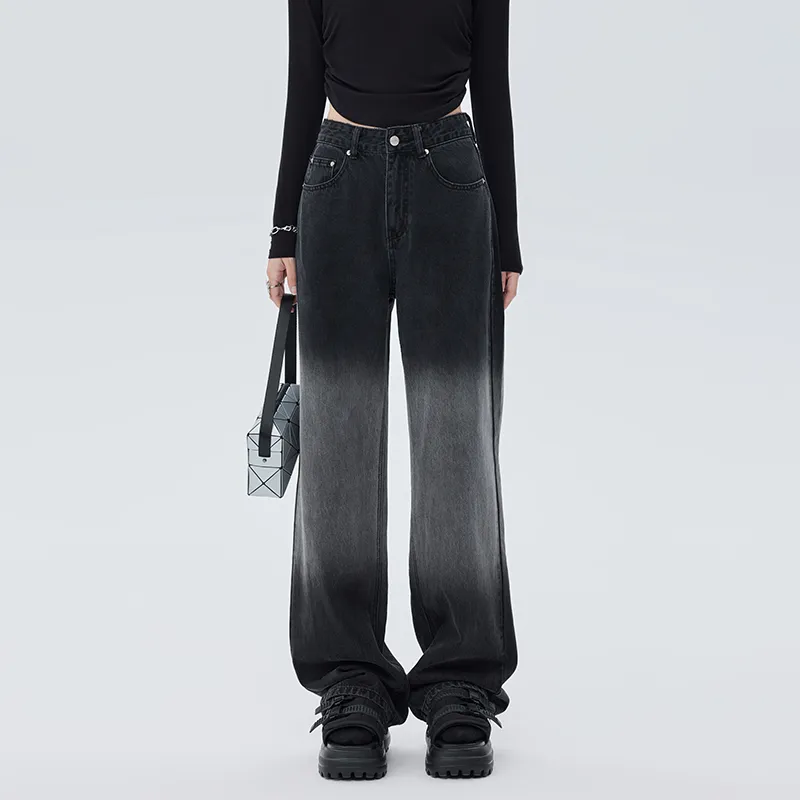SOON FLOWER Jeans Women's Black Gray Color-2