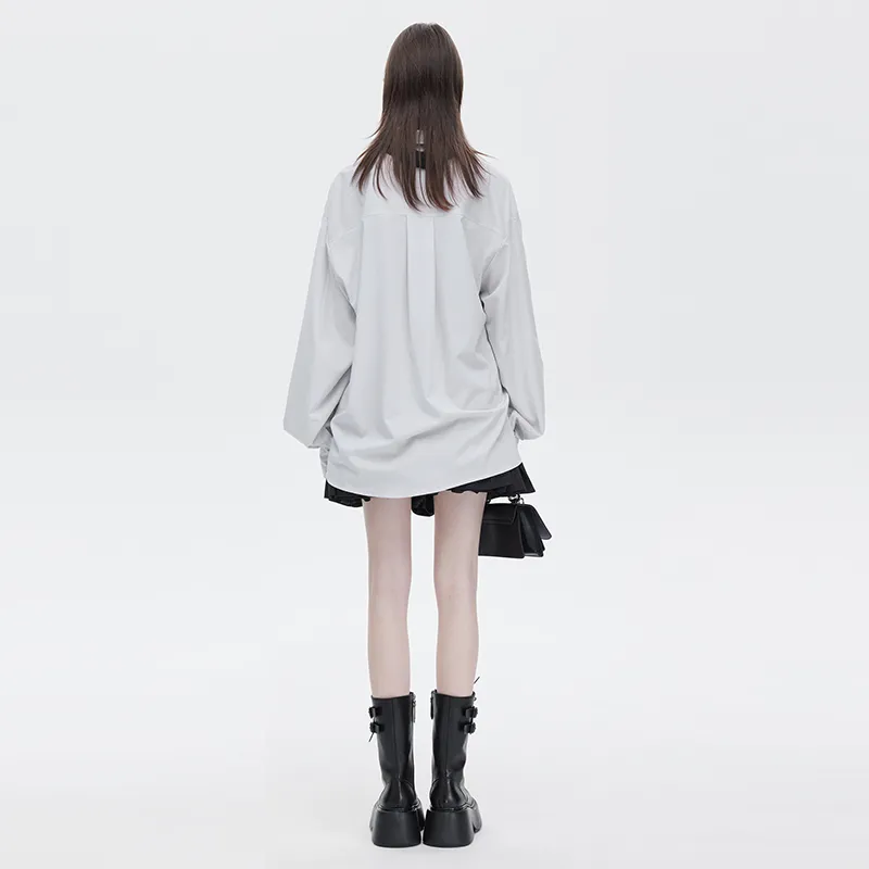 SOON FLOWER Long Sleeved Shirt Women's Black White Stripes-6