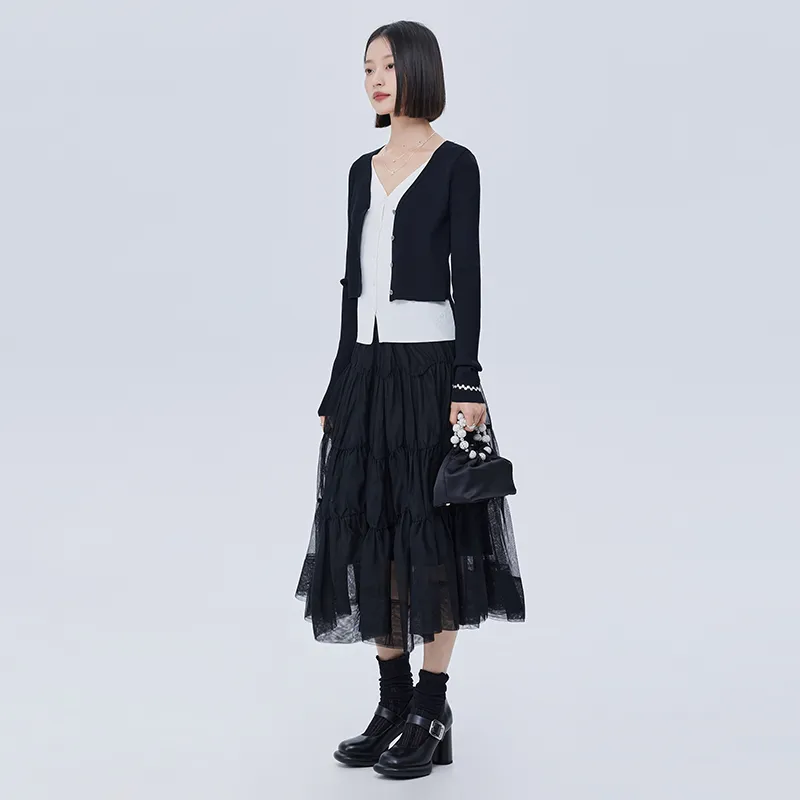 SOON FLOWER Casual Long Skirts Women's Black-4