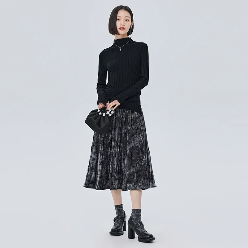 SOON FLOWER Casual Long Skirts Women's Black-2