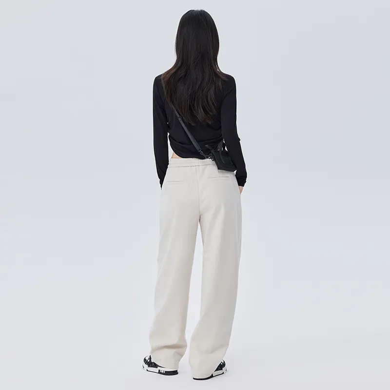 SOON FLOWER 2024 Fall Casual Pants Women's Ecru-4