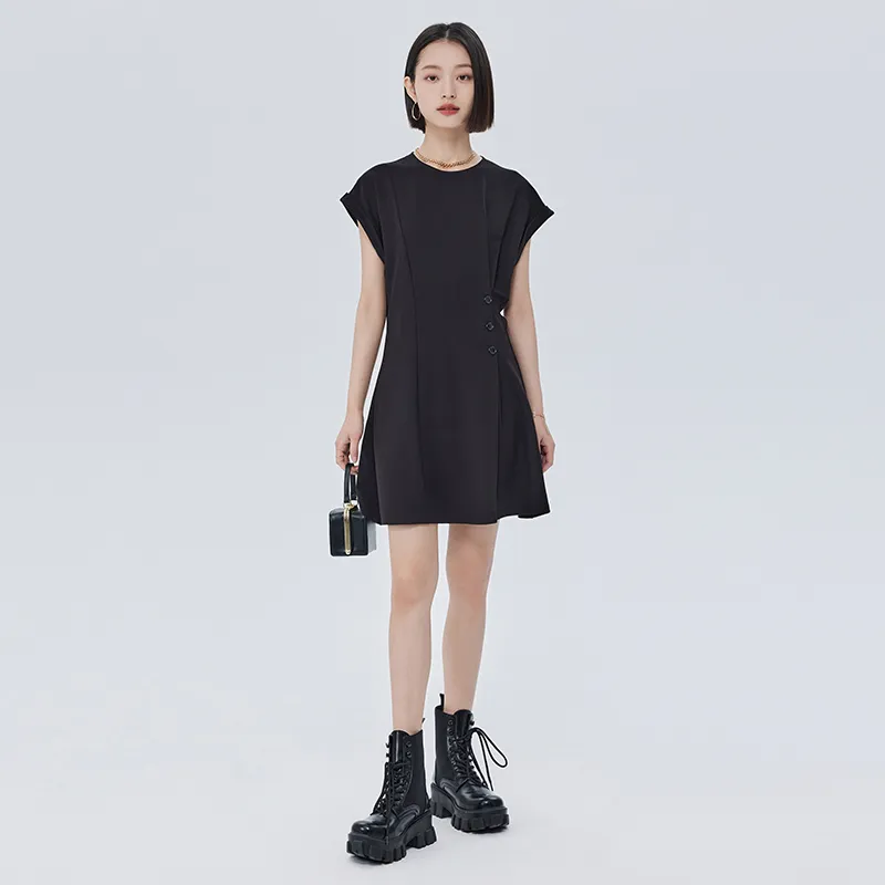 SOON FLOWER Short Sleeved Dress Women's Black-2