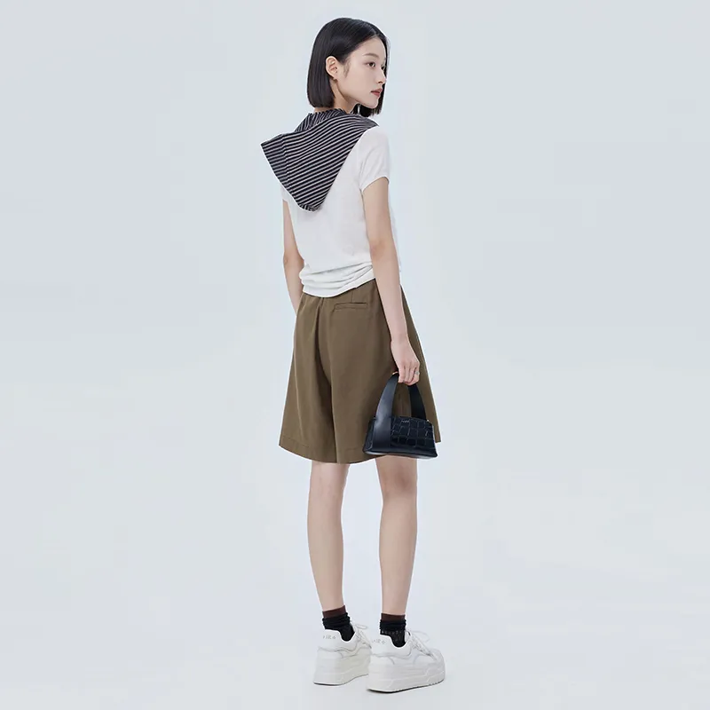 SOON FLOWER Casual Shorts Women's Linen-4