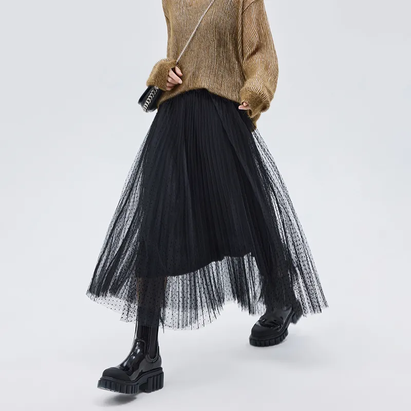SOON FLOWER Casual Long Skirts Women's Black-4