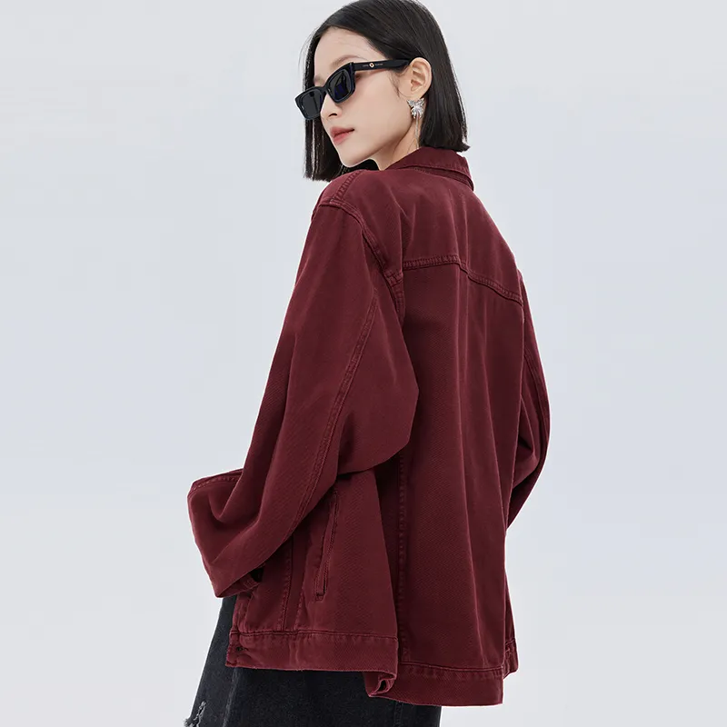 SOON FLOWER Denim Jacket Women's Ancora Red-6