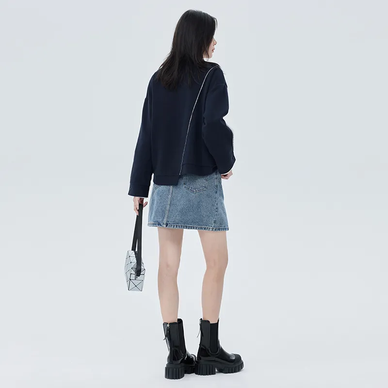SOON FLOWER Sweatshirt Unisex Navy Blue-6
