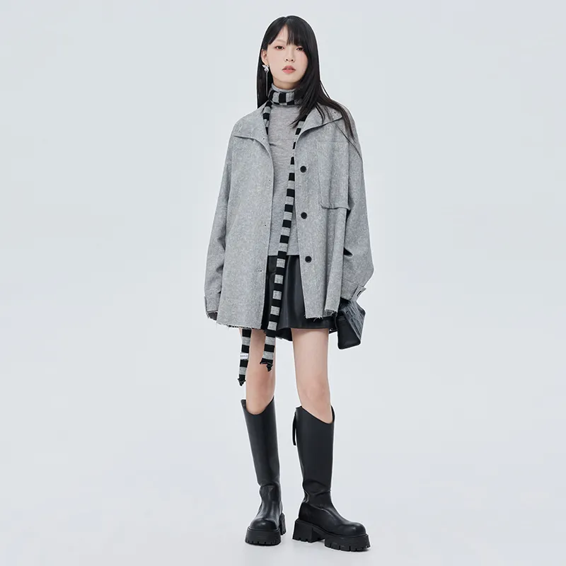 SOON FLOWER Jackets & Coats Unisex Stone Gray-3
