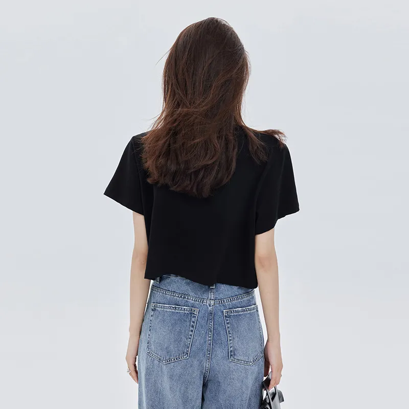 SOON FLOWER Summer Crop Top Women's Black-2