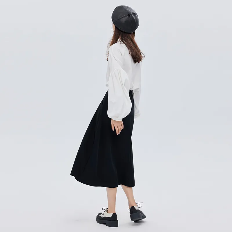 SOON FLOWER Casual Long Skirt Women's Black-5