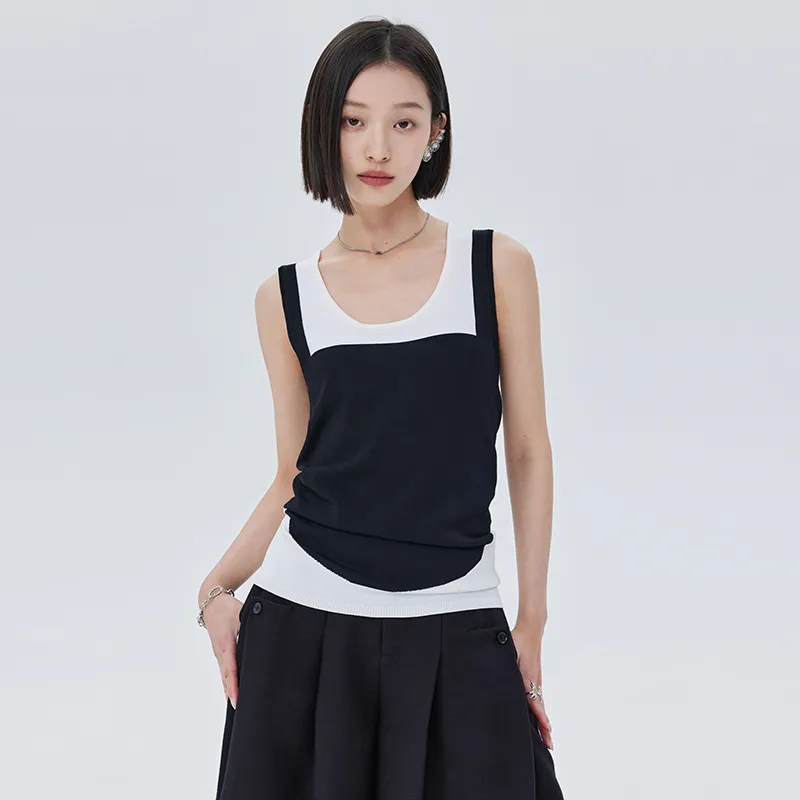 SOON FLOWER Tank Top Women's Black White-2
