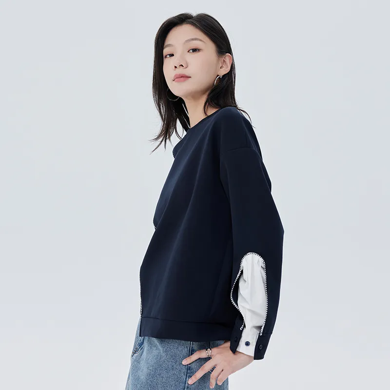 SOON FLOWER Sweatshirt Unisex Navy Blue-5