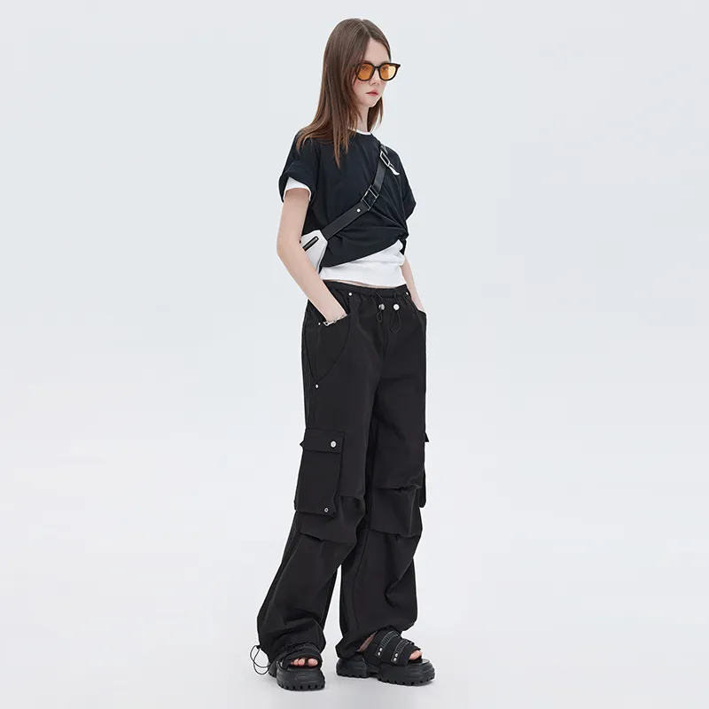 SOON FLOWER Casual Pants Women's Black-4