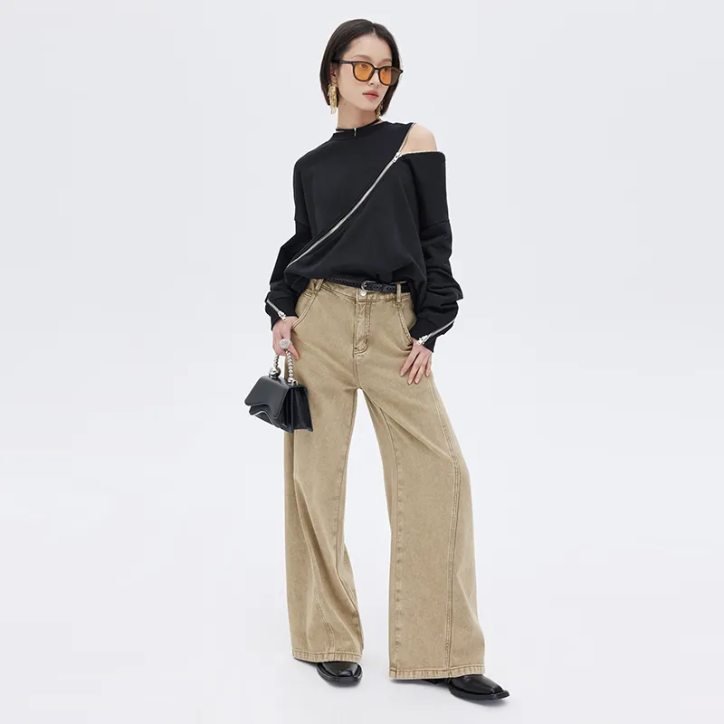 SOON FLOWER Jeans Women's Khaki-3