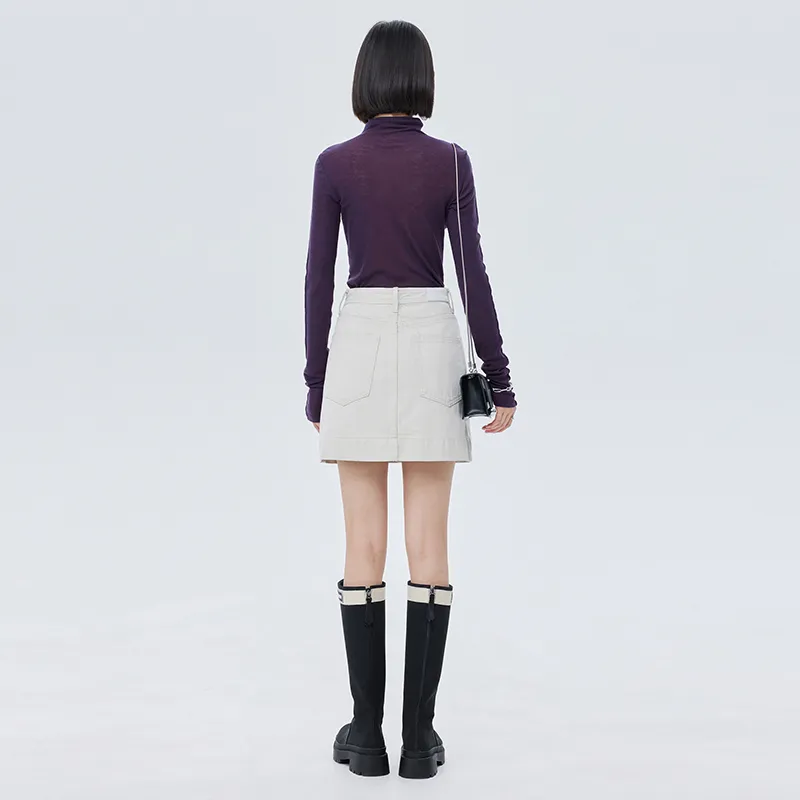 SOON FLOWER Denim Short Skirts Women's Apricot Gray-6