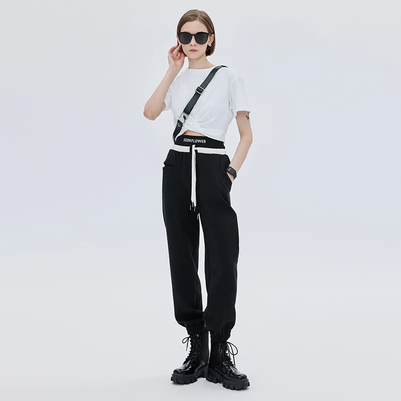 SOON FLOWER Casual Pants Women's Black-5