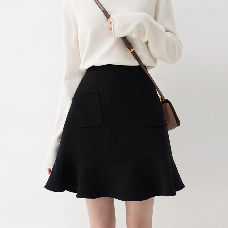 SOON FLOWER Casual Short Skirts Spring Women's Black-4
