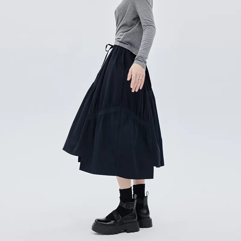 SOON FLOWER Casual Long Skirt Women's Black-4